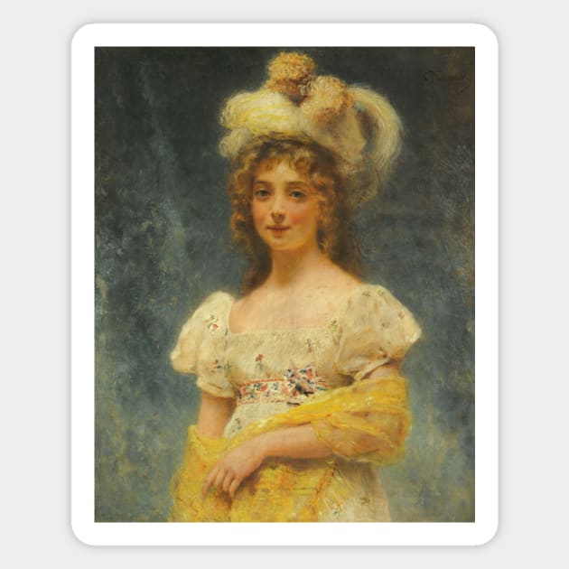 Portrait of a Lady in a Yellow Shawl by Konstantin Makovsky Magnet by Classic Art Stall